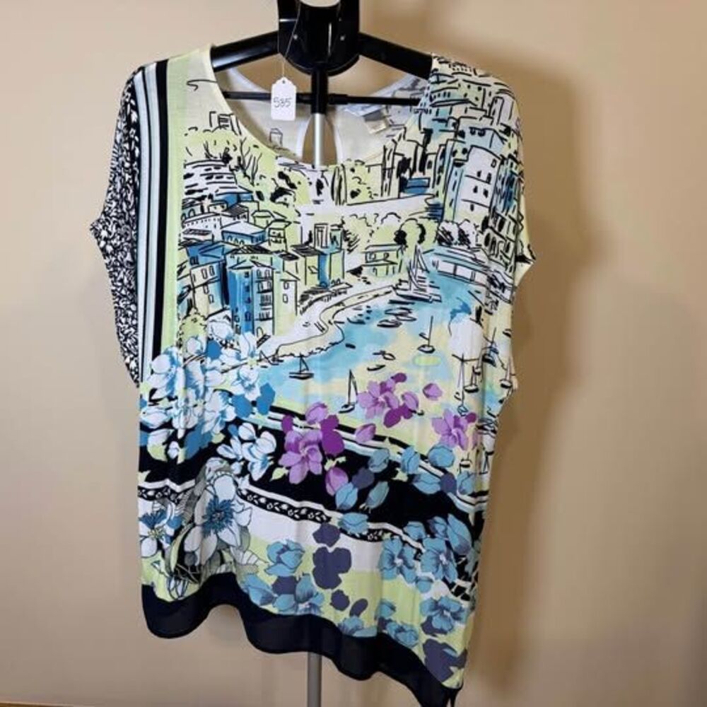 cj banks Women's Scenic Print Top Size 1X